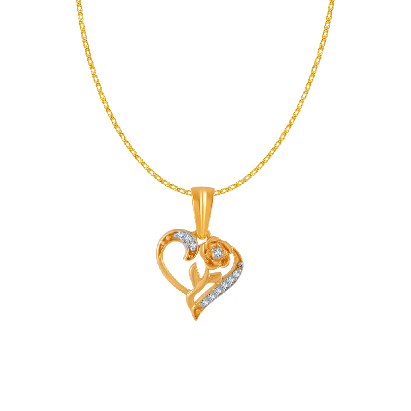 Engraved initial necklace-14KT (585) Yellow Gold And Diamond Pendant For Women