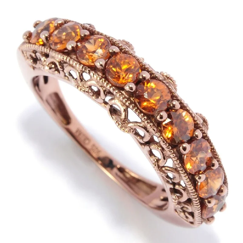 Sparkling cut ring-18K Chocolate Gold O/ Silver 1.14Ctw Andalusite Nine Stone Band Ring