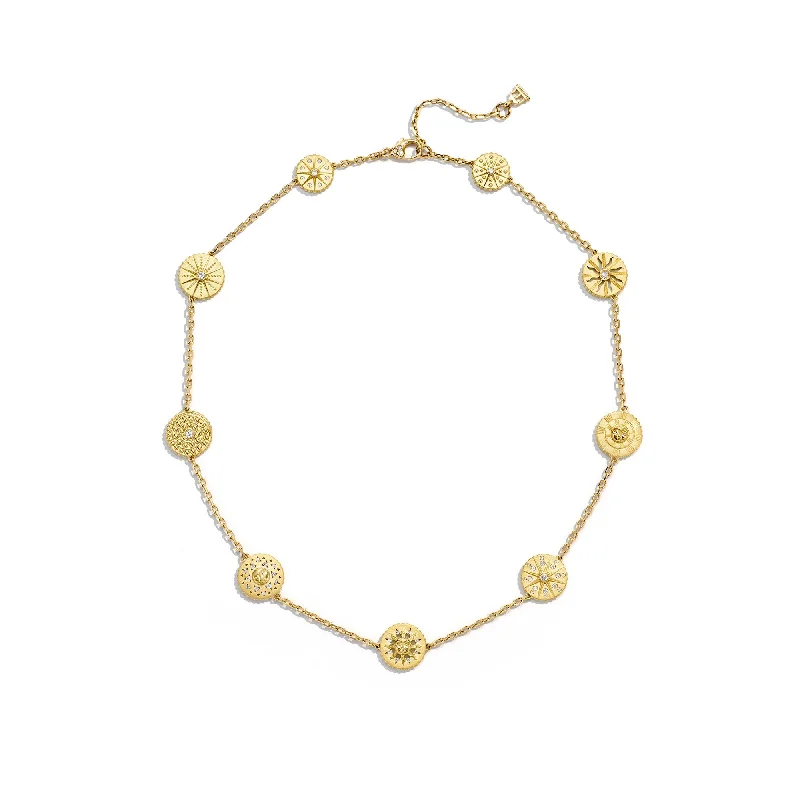 Retro citrine necklace-18K 9 Motif Orbit Necklace