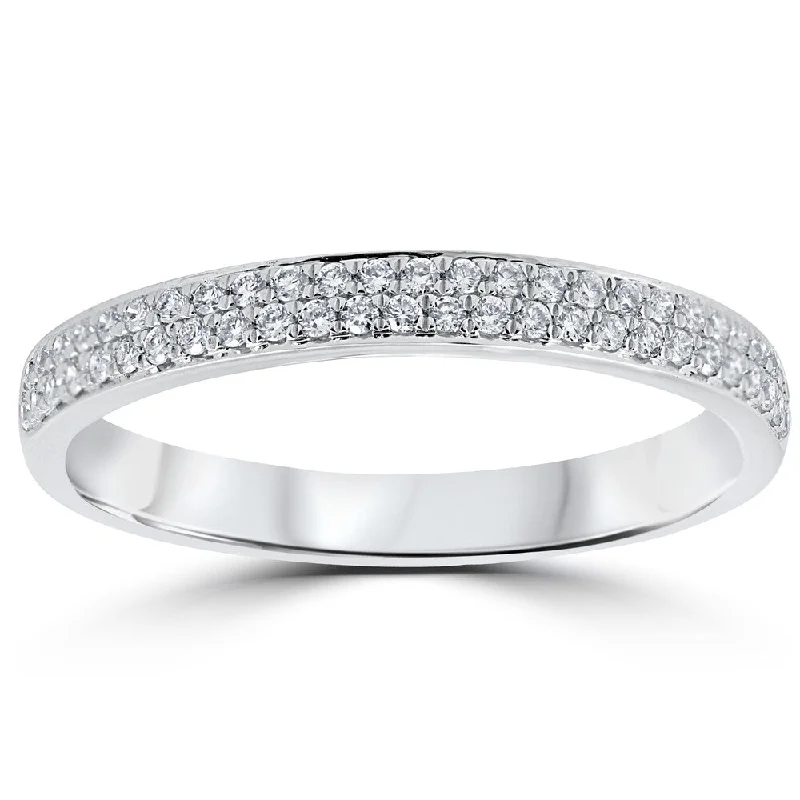 Glowing minimalist ring-18k White Gold 1/4 ct TDW Diamond Micro Pave Wedding Ring