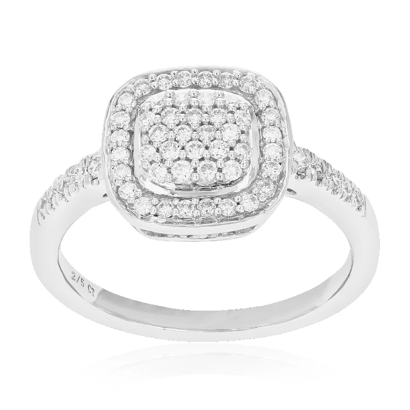 Thin diamond ring-2/5 cttw 56 Stones Round Cut Lab Grown Diamond Engagement Ring .925 Sterling Silver Prong Set