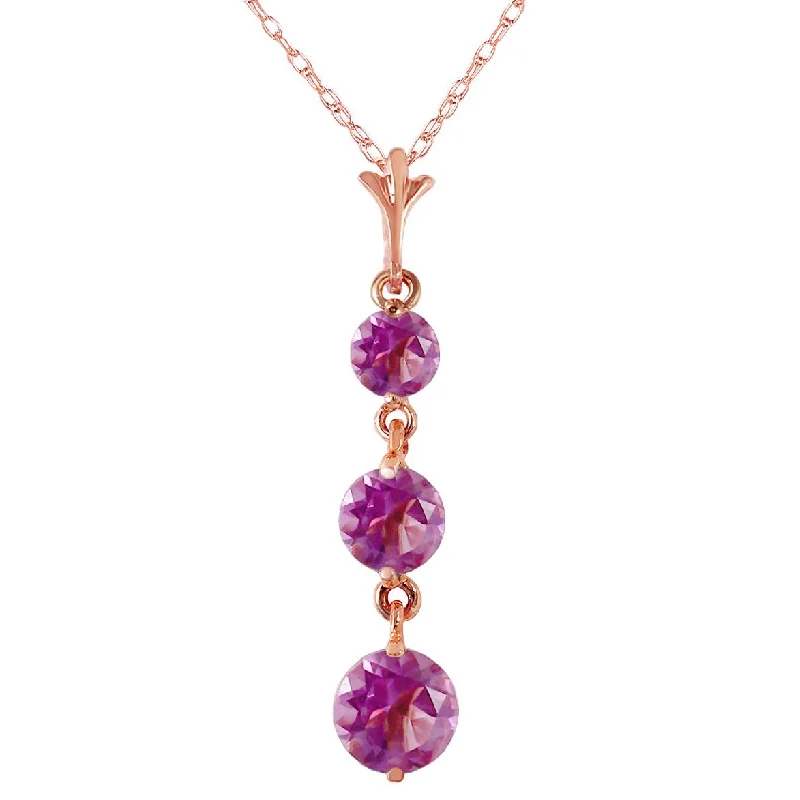 Faint silver necklace-3.6 Carat 14K Solid Rose Gold Rainfall Amethyst Necklace