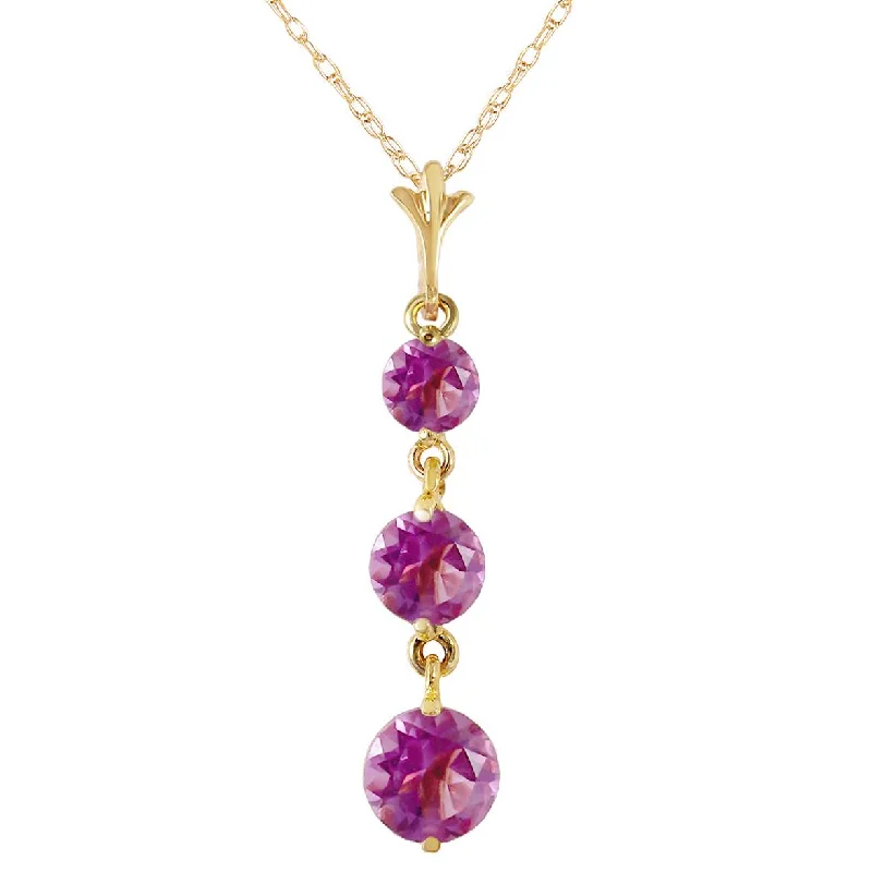 Soft curve necklace-3.6 Carat 14K Solid Yellow Gold Counting Kisses Amethyst Necklace