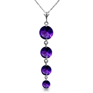 Satin titanium necklace-3.9 Carat 14K Solid White Gold No Critique Amethyst Necklace