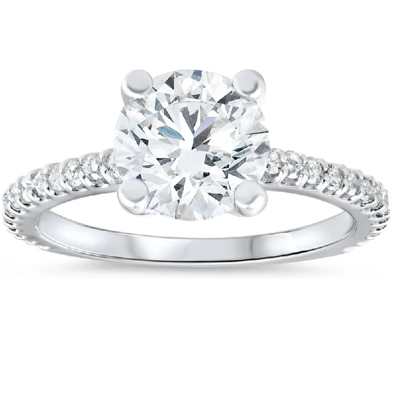 Satin gold ring-3 Carat Diamond Engagement Solitaire Ring 14K White Gold Lab Grown Round Cut