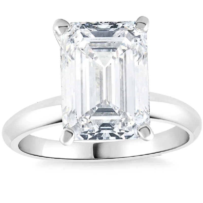 Layered tier ring-4.01Ct Emerald Cut Certified Diamond Engagement Ring 14k White Gold Lab Grown