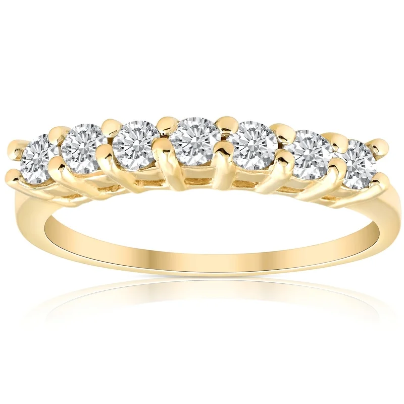 Hammered gold ring-5/8ct 14K Yellow Gold Diamond Anniversary Wedding Ring