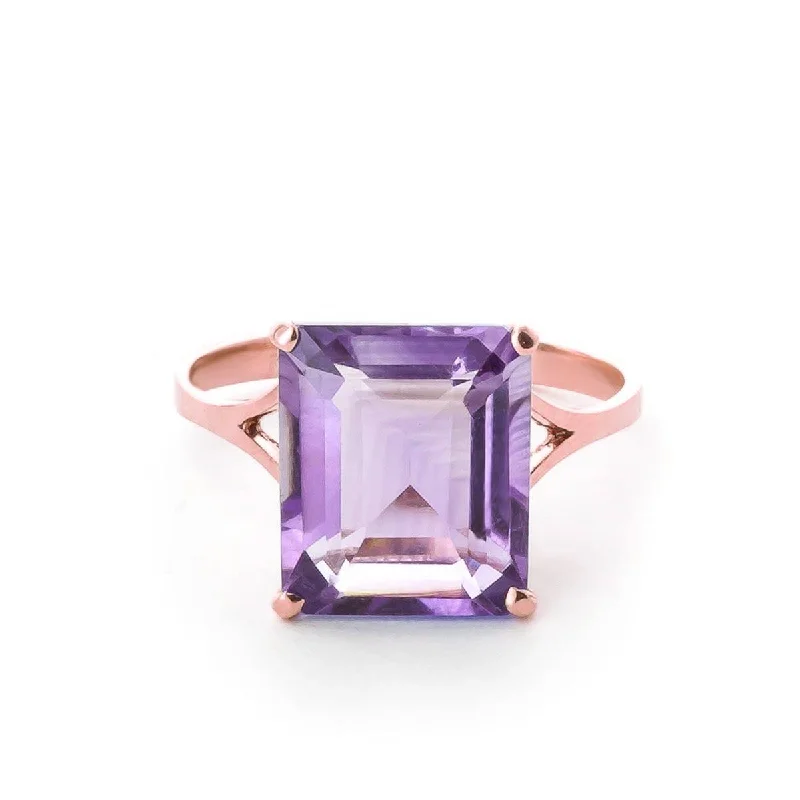 Clean cut necklace-6.5 Carat 14K Solid Rose Gold Ring Natural Octagon Purple Amethyst