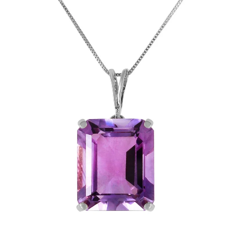 Heavy gold necklace-6.5 Carat 14K Solid White Gold Necklace Octagon Purple Amethyst