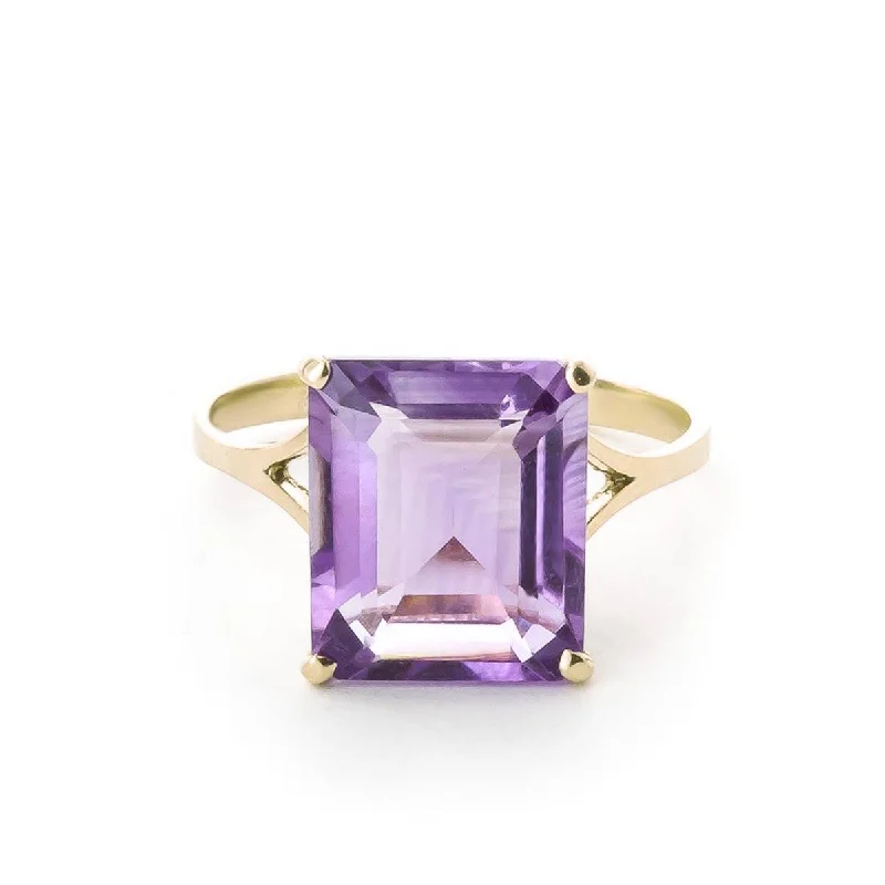 Crafted silver necklace-6.5 Carat 14K Solid Yellow Gold Ring Natural Octagon Purple Amethyst