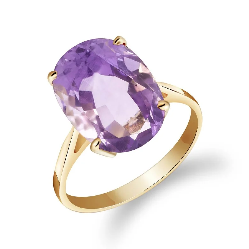 Pulse-wave necklace-7.55 Carat 14K Solid Yellow Gold Ring Natural Oval Purple Amethyst