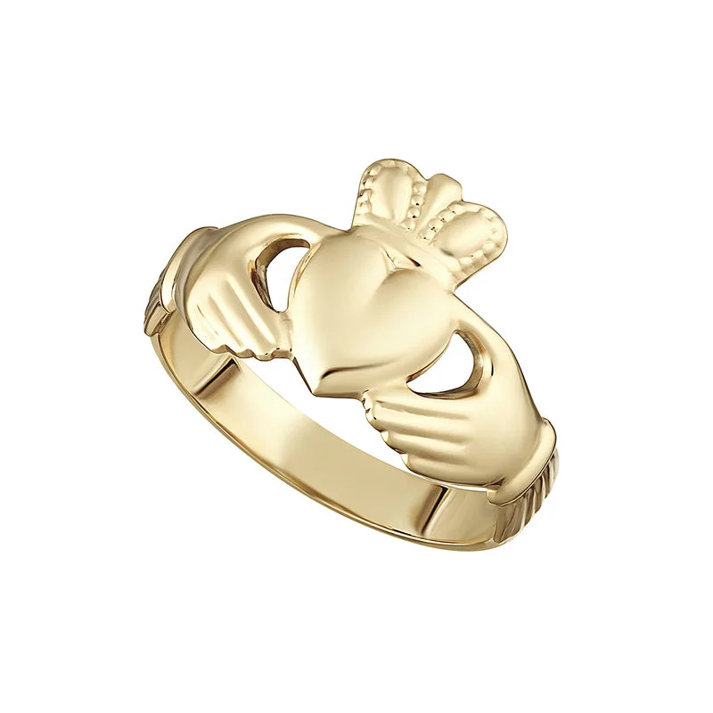 Sparkling gem ring-Maids 9k Gold Claddagh Ring