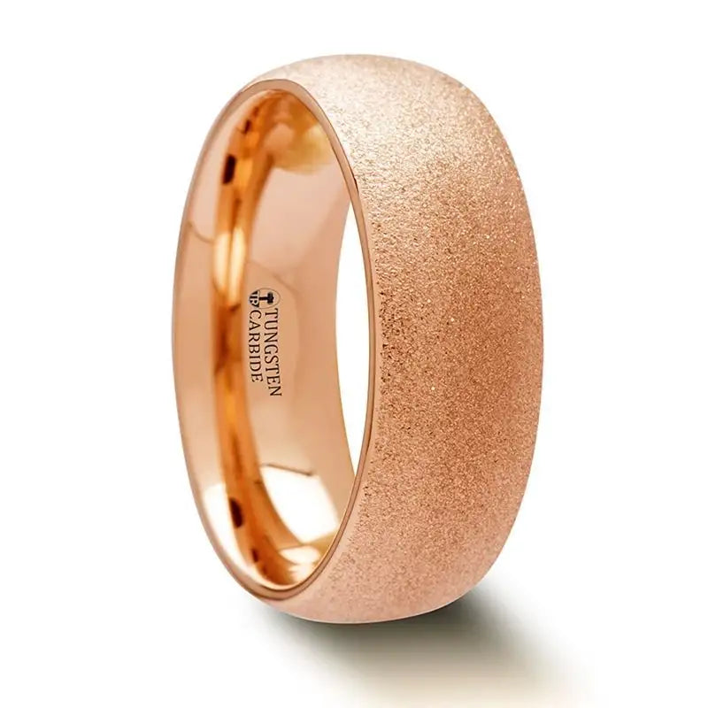 Five-heart ring-8mm EMBER Domed Tungsten Ring Rose Gold Plating and Sandblasted Crystalline Finish