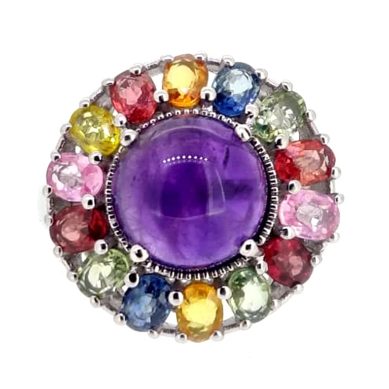 Icy topaz ring-925 Sterling Silver African Amethyst and Multi Sapphire Ring