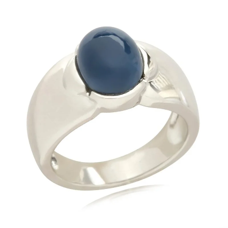 Deep emerald ring-925 Sterling Silver Blue Opal Gemstone Solitaire Ring