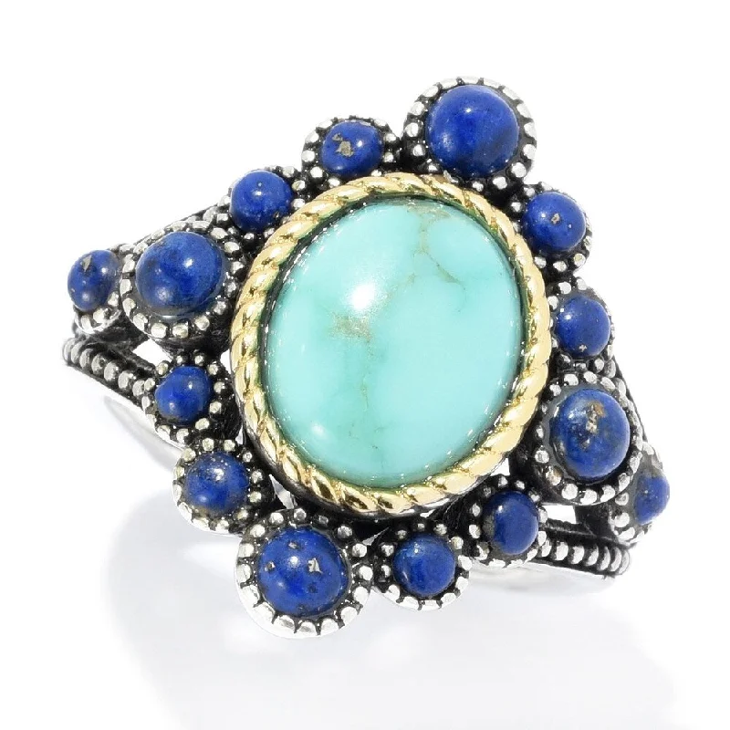 Satin titanium ring-925 Sterling Silver Campitos Turquoise and Lapis Lazuli Ring