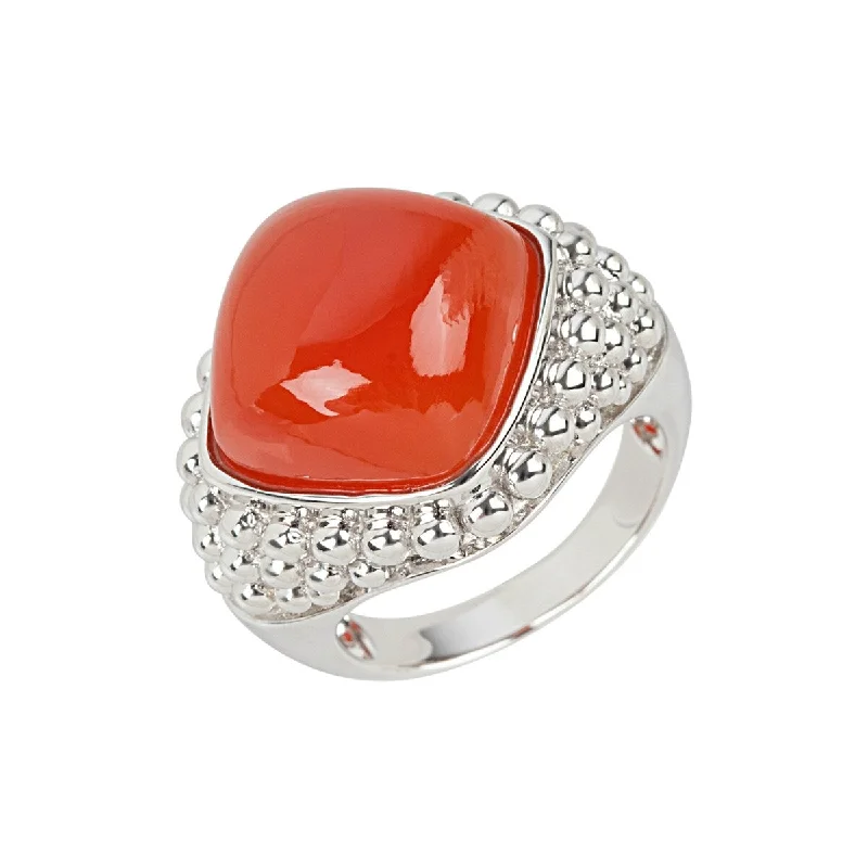 Luminous diamond ring-925 Sterling Silver Carnelian Ring