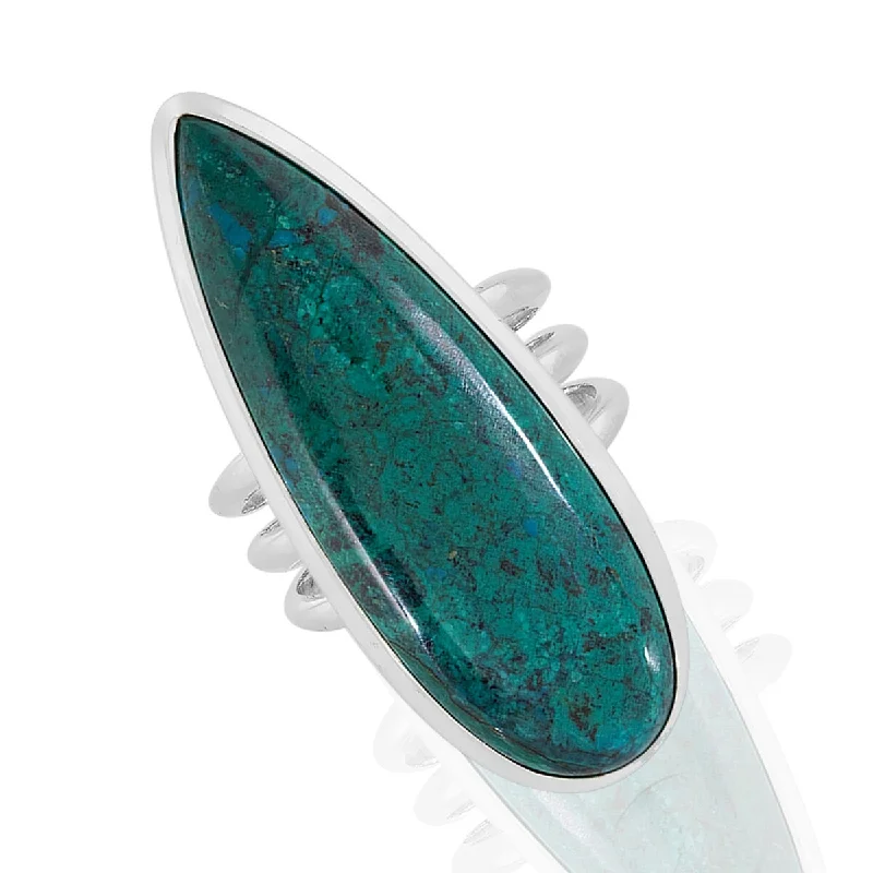 Horizon-cut ring-925 Sterling Silver Chrysocolla Solitaire Ring