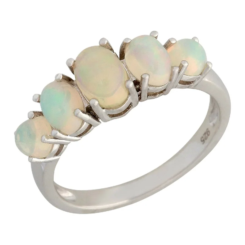 Pure pearl ring-925 Sterling Silver Ethiopian Opal 5-Stone Ring