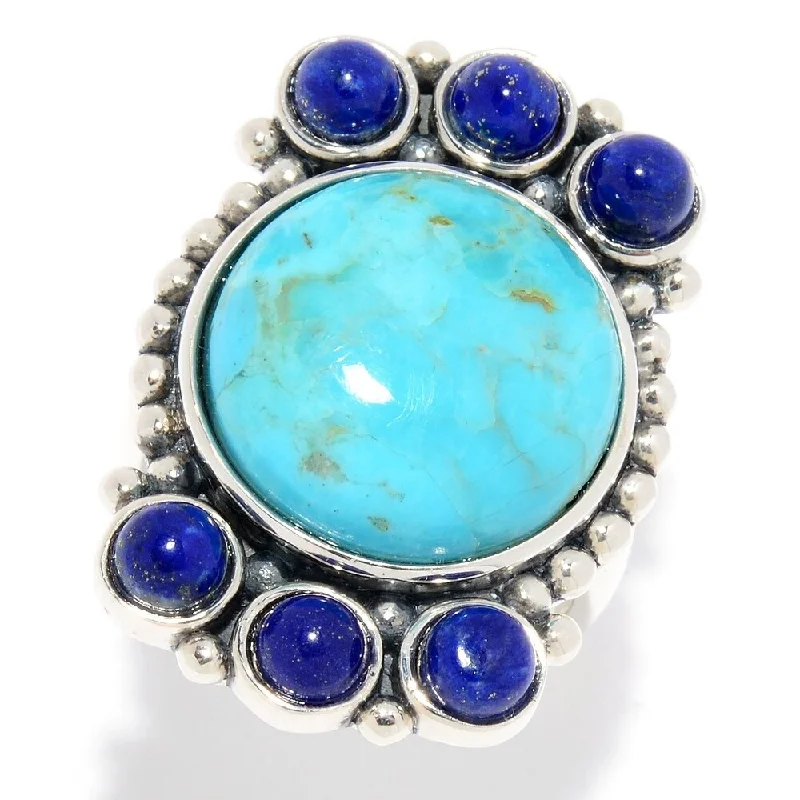 Classic ruby ring-925 Sterling Silver Kingman Turquoise and Lapis Lazuli Ring