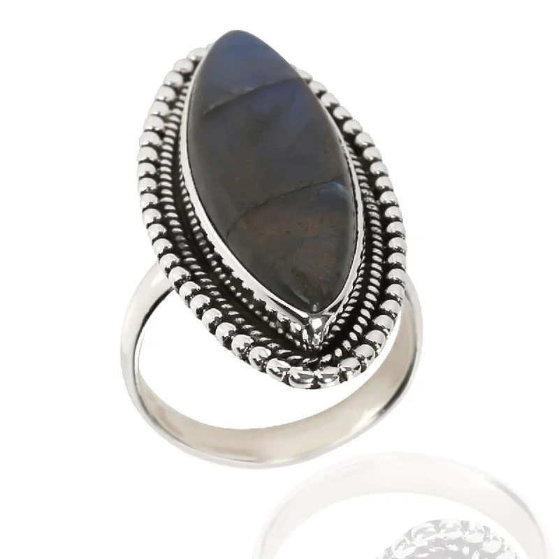 Sparkling cut ring-925 Sterling Silver Labradorite Solitaire Ring