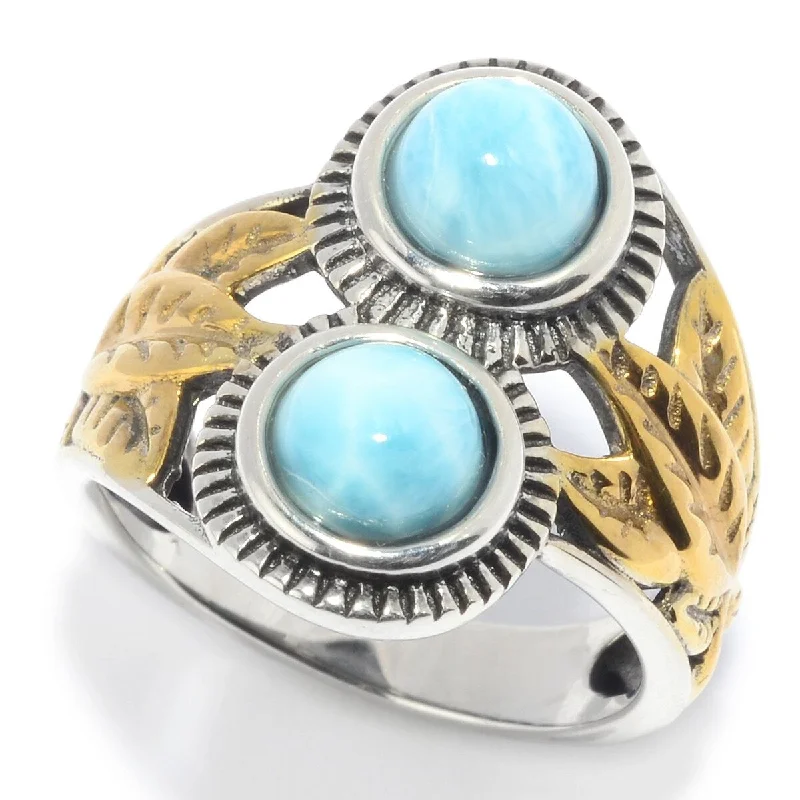 Raised-tier ring-925 Sterling Silver Larimar Ring