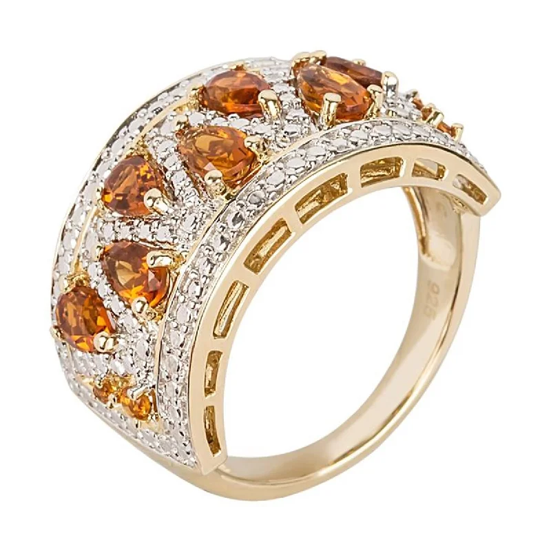 Natural garnet ring-925 Sterling Silver Madeira Citrine Ring