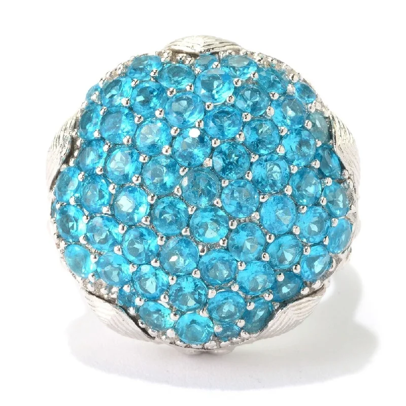 Full sapphire ring-925 Sterling Silver Neon Apatite Ring