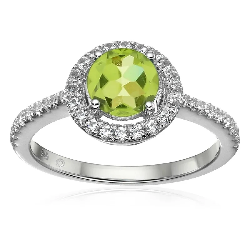 Knotted cord ring-925 Sterling Silver Peridot and Created White Sapphire Ring