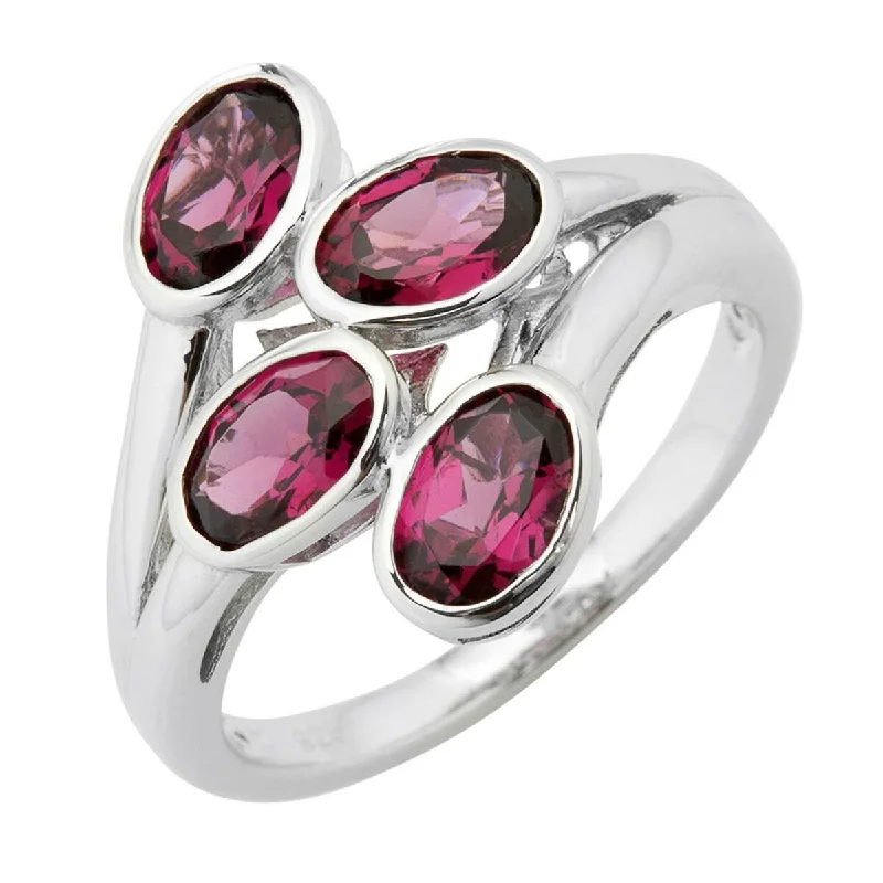 Flexible stone ring-925 Sterling Silver Purple Garnet Ring