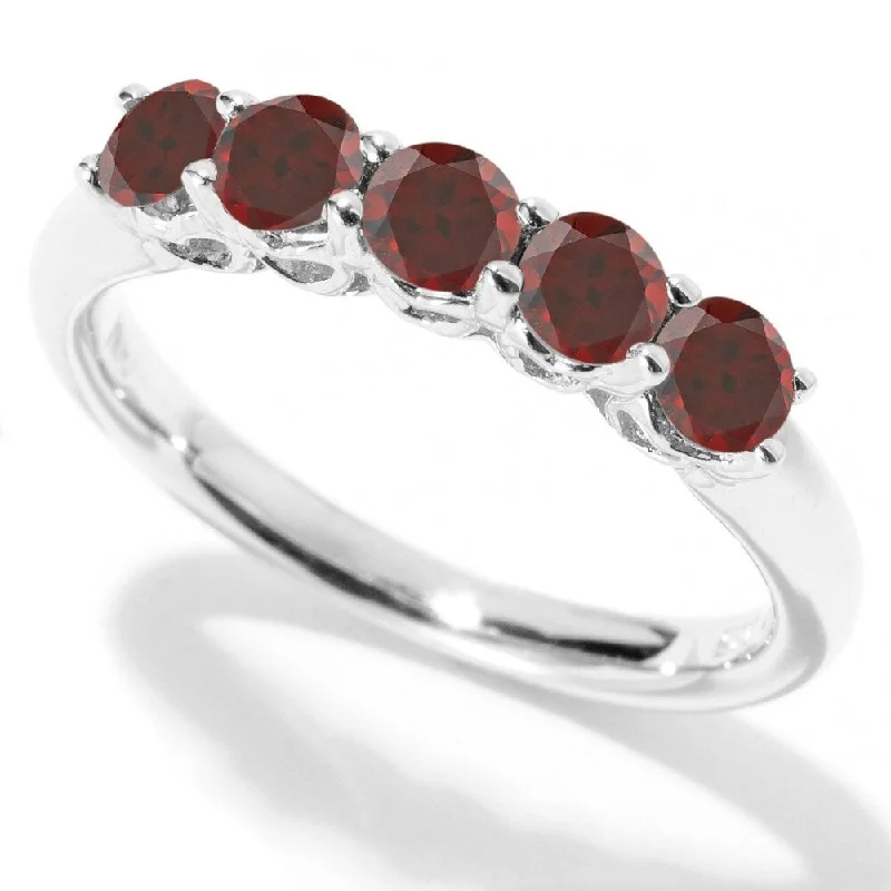 Bloom-bud ring-925 Sterling Silver Red Garnet 5-Stone Ring