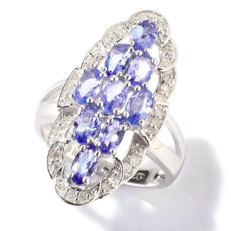 Sun glow ring-925 Sterling Silver White Cz and Tanzanite Ring