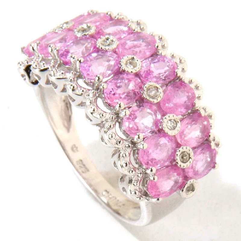 Retro citrine ring-925 Sterling Silver White Natural Zircon and Pink Sapphire Ring