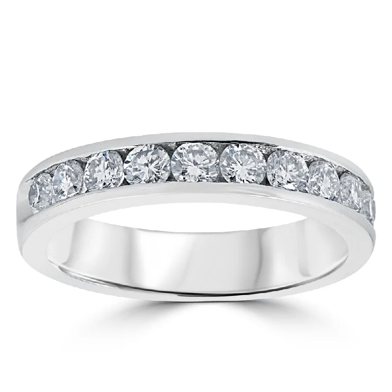 Sparkling cut ring-950 Platinum 1 ct TDW Diamond Channel Set Wedding Ring - White