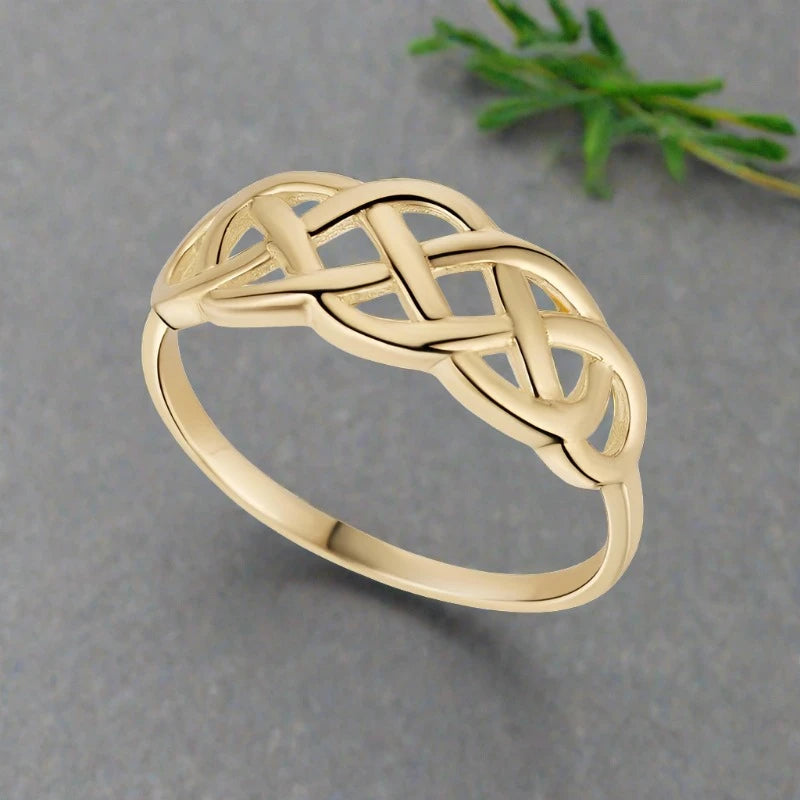 Broad-level ring-9K Gold Celtic Woven Ring