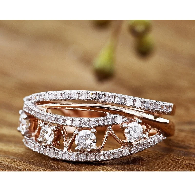 Crafted gold ring-Annello by Kobelli 10k Gold 1/2ct TDW Diamond Anniversary Band Fashion Ring