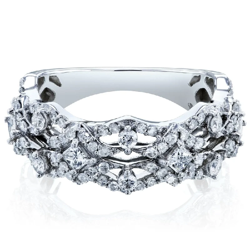 Flowing arc ring-Annello by Kobelli 10k White Gold 2/3ct TDW Diamond Fashion Band