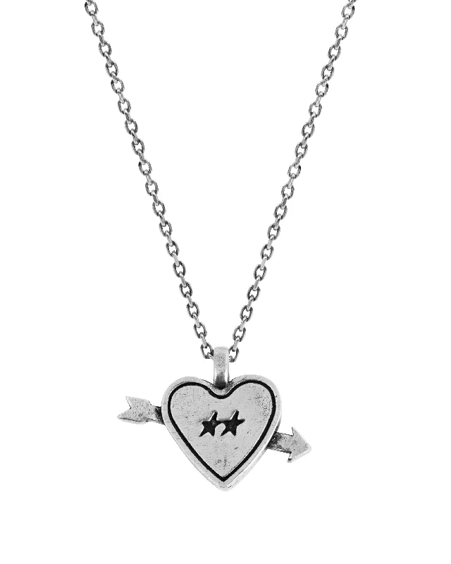 Clasped gem necklace-Arrow Heart Necklace