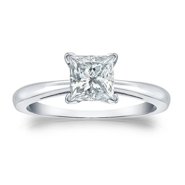 Ten-gem ring-Auriya 1 1/4ctw Princess-Cut Solitaire Diamond Engagement Ring 18k Gold Certified