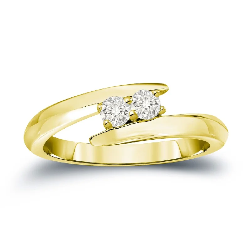 Flowing arc ring-Auriya 14k Gold 1/4ct TDW Round 2-Stone Diamond Engagement Ring