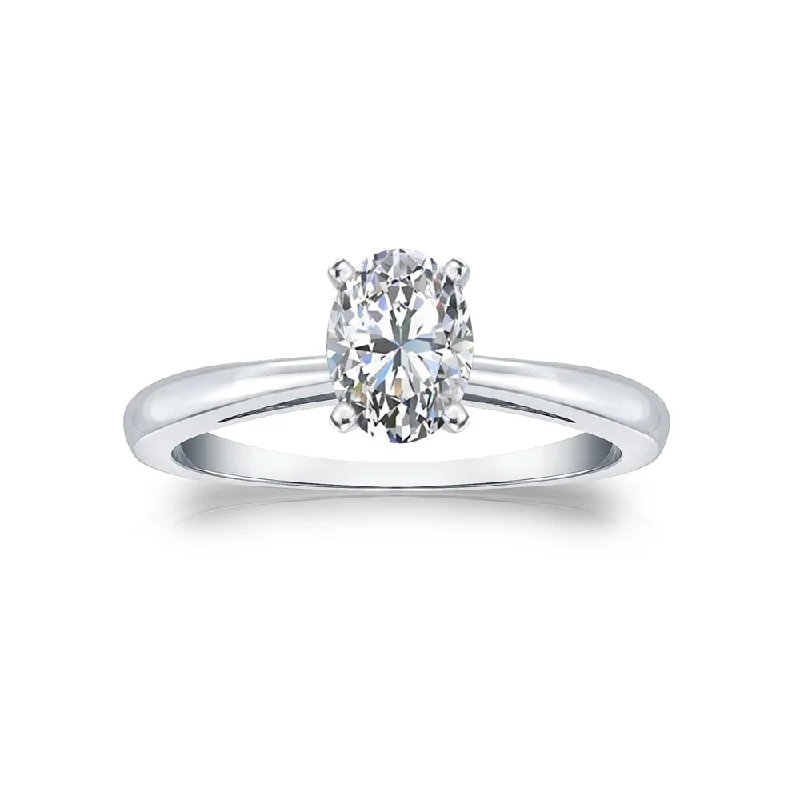 Hovering stone ring-Auriya 14k Gold 3/4ctw Oval-cut Solitaire Diamond Engagement Ring (G-H, VS1-VS2)