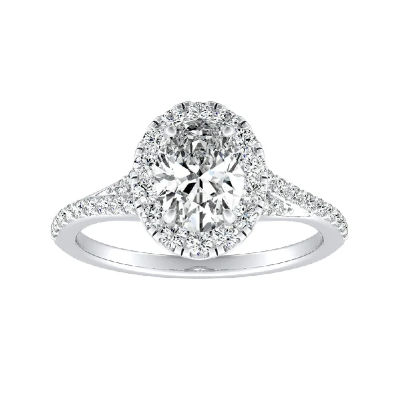 Clean cut ring-Auriya 18k Gold 5/8ctw Oval Halo Diamond Engagement Ring (I-J, I1-I2)