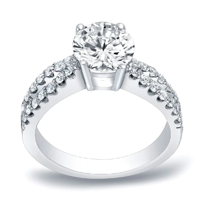 Dainty filigree ring-Auriya 1ctw Round Split-Shank Diamond Engagement Ring Platinum