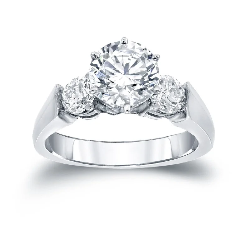 Sunken stone ring-Auriya Classic 1/2ct TDW Round 3-Stone Diamond Engagement Ring 14k White Gold