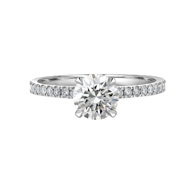 Raised-tier ring-Auriya Lab Grown 2 1/3 ct Round Cut Hidden Halo Diamond Engagement Ring 14k Gold Certified (H-I, SI1-SI2)