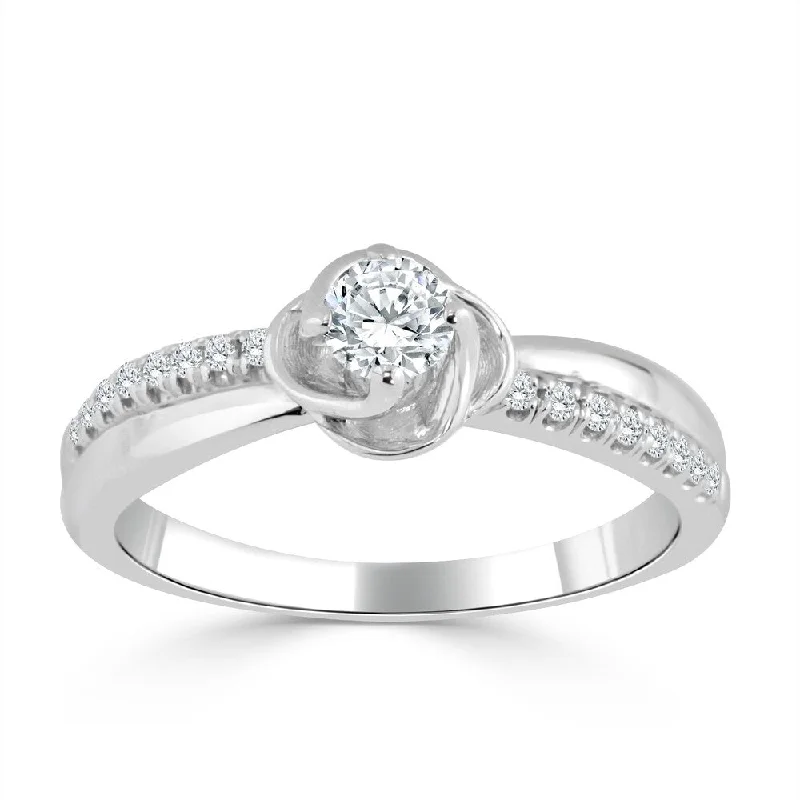 Elevated stone ring-Auriya Petite 1/3ctw Round Diamond Engagement Ring 14k Gold