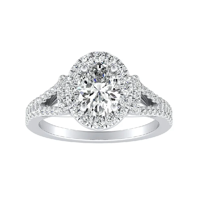 Swirled design ring-Auriya Platinum 1 1/10ctw Modern Oval Diamond Engagement Ring (H-I, SI1-SI2)