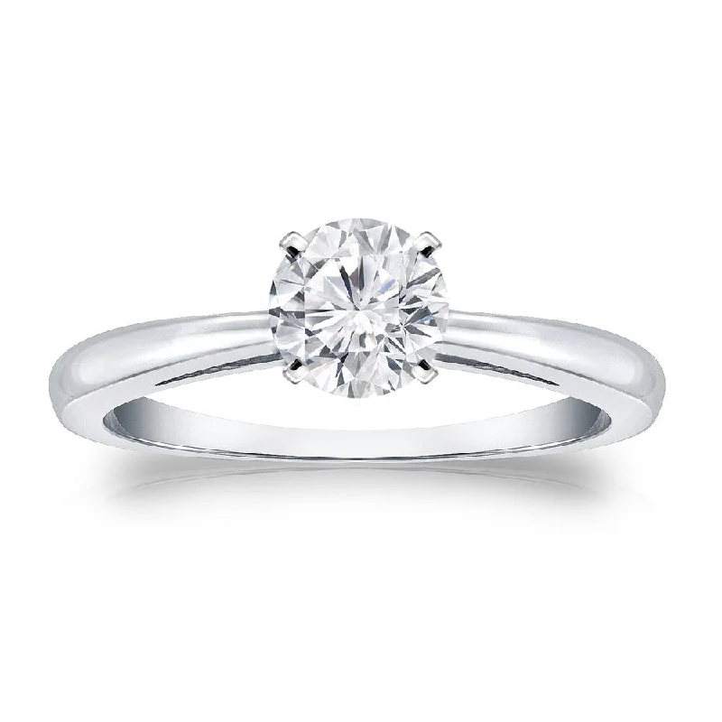 Horizon-cut ring-Auriya Platinum 1/2ctw Round Solitaire Diamond Engagement Ring