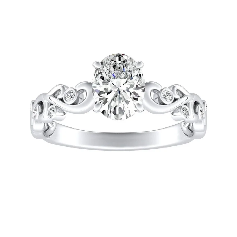 Nonagonal stone ring-Auriya Platinum 1/2ctw Vintage Oval-cut Solitaire Diamond Engagement Ring (H-I, SI1-SI2)