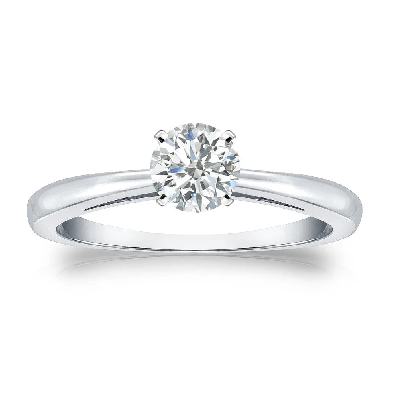 Crafted gold ring-Auriya Platinum 1/3cttw Round Solitaire Diamond Engagement Ring